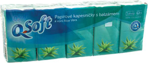 Q-Soft Papierové vreckovky s balzamom a vôňou Aloe Vera 4-vrstvové 10x10 ks