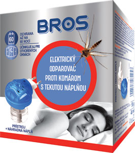 Bros elektrický odparovač proti komárom s tekutou náplňou 60 nocí bez komárov