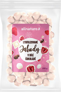 Allnature mrazom sušené jahody v bielej čokoláde 100 g