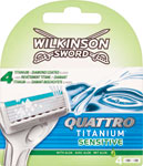 Wilkinson náhradné holiace hlavice Quattro Titanium Sensitive 4 ks - Teta drogérie eshop
