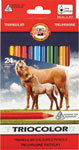 KOH-I-NOOR pastelky Triocolor trojhranná 9.0 mm 24 ks - KOH-I-NOOR pastelky školská zviera 3555 36 ks | Teta drogérie eshop