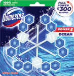 Domestos WC blok Power 5 3 ks Oceán - Bref tuhý WC blok Premium Brilliant Gel Spring Rain 126 g | Teta drogérie eshop