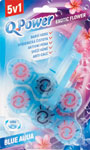 Q-Power tuhý WC záves Blue Aqua Exotic Flower 2 ks - Bref WC blok Brilliant Gel All in 1 Spring Rain 2 x 42 g | Teta drogérie eshop