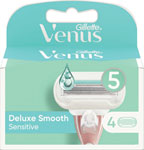 Venus Deluxe Smooth Sensitive náhradné hlavice 4 ks - Venus Smooth strojček + 5 holiacih hlavíc | Teta drogérie eshop