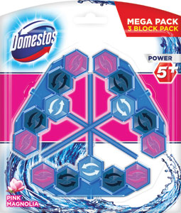 Domestos WC blok Power 5+ Blue Water 3 ks Pink