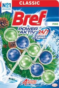 Bref tuhý WC blok Power Aktiv Pine 2 x 50g