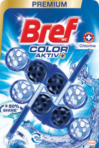 Bref blue Aktiv Chlorine tuhý WC blok  100 g - Bref tuhý WC blok Premium Brilliant Gel Arctic Ocean 126 g | Teta drogérie eshop