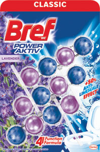 Bref tuhý WC blok Power Aktiv Lavender 3 x 50g - Q-Power tuhý WC záves Blue Aqua Exotic Flower 2 ks | Teta drogérie eshop