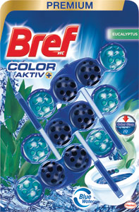 Bref tuhý WC blok Color Aktiv Eucalyptus 3 x 50 g - Bref blue Aktiv Chlorine tuhý WC blok  100 g | Teta drogérie eshop