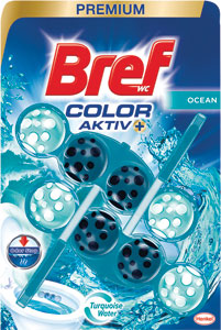 Bref tuhý WC blok Color Aktiv Ocean 2 x 50 g - Bref tekutý WC blok Duo-Aktiv Northern Pine 50ml | Teta drogérie eshop