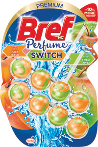 Bref tuhý WC blok Premium Perfume Switch Peach and Red Apple 100 g