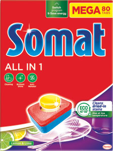 Somat tablety do umývačky riadu All in 1 Lemon & Lime 80 Tabs - Somat tablety do umývačky riadu All in 1 Lemon & Lime 90 Tabs | Teta drogérie eshop