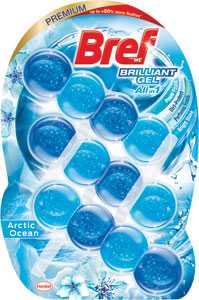 Bref tuhý WC blok Premium Brilliant Gel Arctic Ocean 126 g - Bref tuhý WC blok Premium Color Aktiv+ Eucalyptus 100 g | Teta drogérie eshop