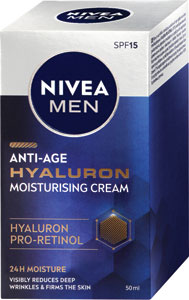 Nivea Men hydratačný krém proti vráskam Hyaluron 50 ml - Nivea Men pleťový gél Hyaluron Anti-age 50 ml | Teta drogérie eshop
