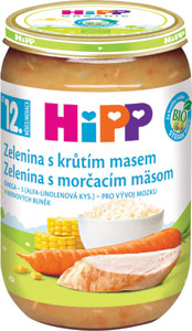 HiPP BIO Zelenina s morčacím mäsom 220 g - HiPP BIO Bolonské špagety 190 g | Teta drogérie eshop