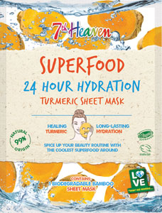 7th Heaven Superfood 24 Hour Hydration pleťová maska na obrúsku Kurkuma 1 ks