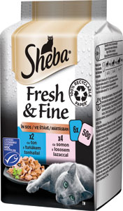 Sheba kapsička Fresh & Fine mix losos a tuniak 6x50 g 300 g - Felix Sensation Jellies s hovädzím a kuraťom v želé 4 x 85 g | Teta drogérie eshop