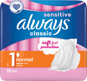 Always Classic hygienické vložky Sensitive 10 ks - always hygienické vložky 100 % Organic Cotton Normal 12 ks | Teta drogérie eshop