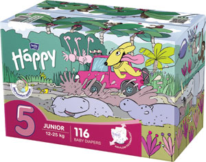 Happy detské plienky Junior 116 ks - Pampers Premium detské plienky veľkosť 2 68 ks | Teta drogérie eshop