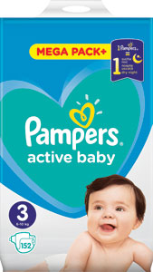 Pampers Active baby detské plienky veľkosť 3 152 ks