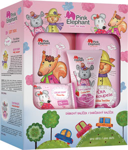Pink Elephant dievčenský darčekový set (šampón + pena do kúpeľa + zubná pasta + tuhé mydlo)