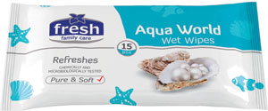 Fresh vlhčené utierky Aqua 15 ks - Q-Clean Vlhčené obrúsky na čistenie okuliarov 52 ks | Teta drogérie eshop