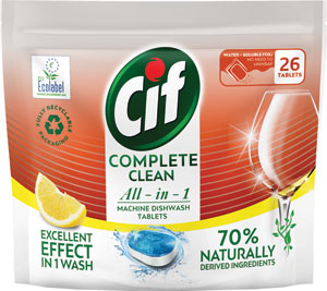 Cif All in 1 tablety do umývačky riadov Lemon 26 ks - Finish Classic tablety do umývačky riadu 110 ks | Teta drogérie eshop