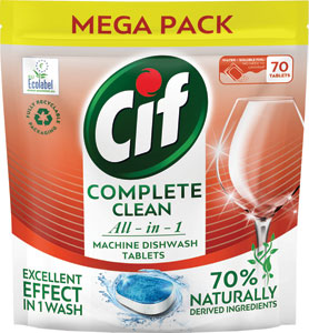 Cif Mega tab ECO Ai 70 ks - Finish Quantum All in 1 teblety do umývačky riadu Lemon Sparkle 36 ks | Teta drogérie eshop