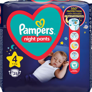 Pampers Night Pants plienkové nohavičky veľkosť 4 25 ks - Happy Mimi detské látkové plienky mint 70x70 cm 3 ks | Teta drogérie eshop