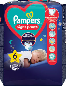 Pampers Night Pants plienkové nohavičky veľkosť 6 19 kg