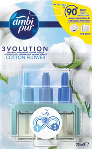 Ambi Pur 3VOL náhradná náplň Cotton 20 ml  - Air Wick tekutá náplň do elektrického prístroja Jemný satén a mesačná ľalia 19 ml | Teta drogérie eshop