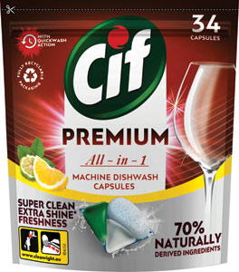 Cif Premium tablety do umývačky Lemon 34 ks