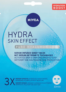Nivea hydratčná textilná maska Hydra Skin Effect 1 ks - Ellie Pure Green Upokojujúca gélová maska 2x8ml | Teta drogérie eshop