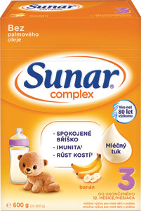 Sunar batoľacie mlieko Complex 3 banán 2 x 300 g (600 g) - Hami pokračovacie dojčenské mlieko 6+  600 g | Teta drogérie eshop