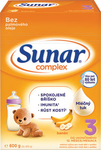 Sunar batoľacie mlieko Complex 3 banán 2 x 300 g (600 g)