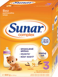 Sunar batoľacie mlieko Complex 3 vanilka 2x 300 g (600 g)