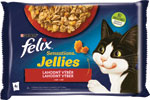 Felix Sensation Jellies s hovädzím a kuraťom v želé 4 x 85 g - Teta drogérie eshop