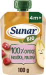 Sunar BIO ovocná kapsička hruška, malina 4m+ 100 g