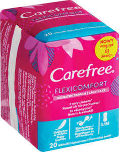 Carefree slipové vložky Flexicomfort 20 ks - Naturella intímne vložky Camomile Normal 44 ks | Teta drogérie eshop