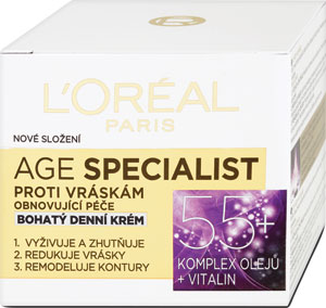 L'Oréal Paris denný krém Age Specialist 55+ 50 ml - Nivea nočný krém proti vráskam Rose Touch 50 ml | Teta drogérie eshop