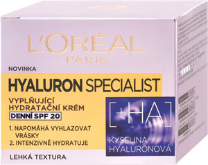 L'Oréal Paris denný hydratačný krém s SPF 20 Hyaluron Specialist 50 ml - Nivea LPE  65+ krém na zlepšenie kontúr tváre denný a nočný 2x50 ml  | Teta drogérie eshop