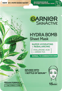 Garnier textilná pleťová maska Zelený čaj - Garnier Skin Naturals očná textilná maska s probiotickými frakciami 6 g | Teta drogérie eshop