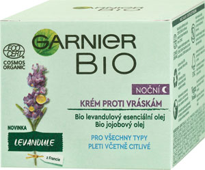 Garnier BIO nočný krém proti vráskam s bio levanduľovým esenciálnym olejom a vitamínom E 50 ml