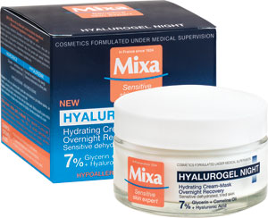 Mixa Hyalurogel Night nočný hydratačný krém 50 ml - Kueshi vyživujúci nočný pleťový krém Grape + Vitamin C 50 ml | Teta drogérie eshop