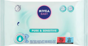 Nivea Baby čistiace obrúsky Sensitive 63 ks - Happy vlhčené obrúsky ovsené proteíny a panthenol 64 ks | Teta drogérie eshop