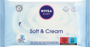 Nivea Baby čistiace obrúsky Soft&Cream 63 ks - Happy vlhčené obrúsky ovsené proteíny a panthenol 64 ks | Teta drogérie eshop