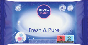 Nivea Baby čistiace obrúsky Pure&Fresh 63 ks - Pampers Hand wipes vlhčené utierky 40 ks | Teta drogérie eshop