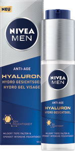 Nivea Men pleťový gél Hyaluron Anti-age 50 ml - Nivea Men pleťový krém Sensitive Hemp 75 ml | Teta drogérie eshop