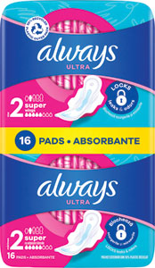 Always Ultra hygienické vložky Super Plus 16 ks - Always Platinum hygienické vložky Super 26 ks | Teta drogérie eshop