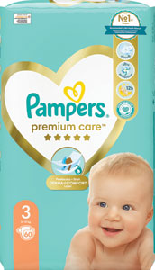 Pampers Premium detské plienky veľkosť 3 60 ks - Happy Mimi Flexi Comfort detské plienky 3 Midi Jumbo balenie 84 ks | Teta drogérie eshop